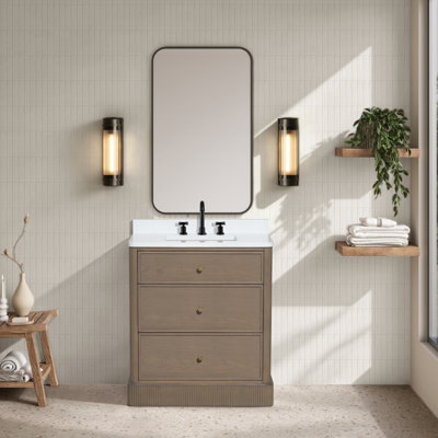 Meuble-lavabo en chêne fumé 30 po Jane