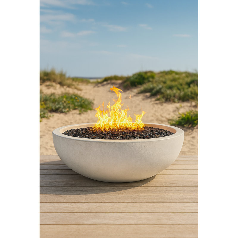 Azemina 48" Solid Concrete Gas Fire Pit, Natural Concrete, Propane 