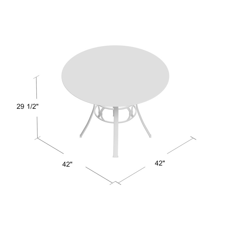 Hardrick 42'' Round Glass Dining Table with Crescent Style Metal Frame, 29.5" H x 42" W x 42" D, Gray