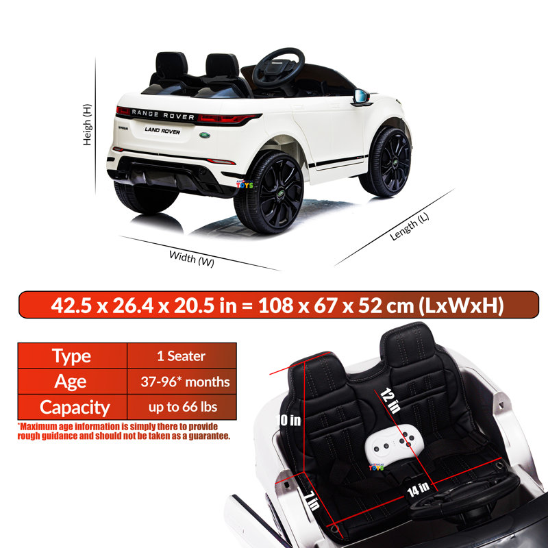 White 12-Volt Ride-On Car with Leather Seat and MP4 Screen