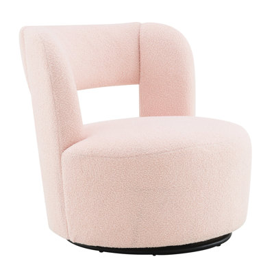 Fabric Chair With 360° Swivel Feature - Pink, Comfy For Living Room Base by Latitude Run