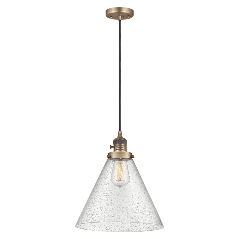 Luminaire suspendu en forme de globe à 1 lumière Anisley, H 14,13 po x l 12 po x P 12 po, Grainé, Laiton brossé