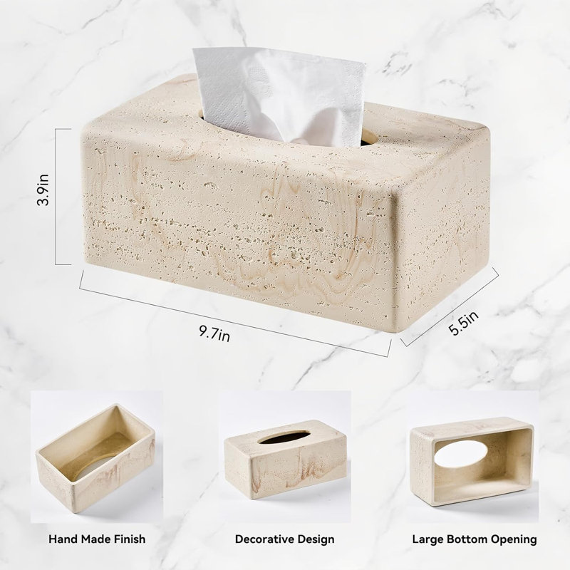 Natural Travertine Tissue Box Cover 