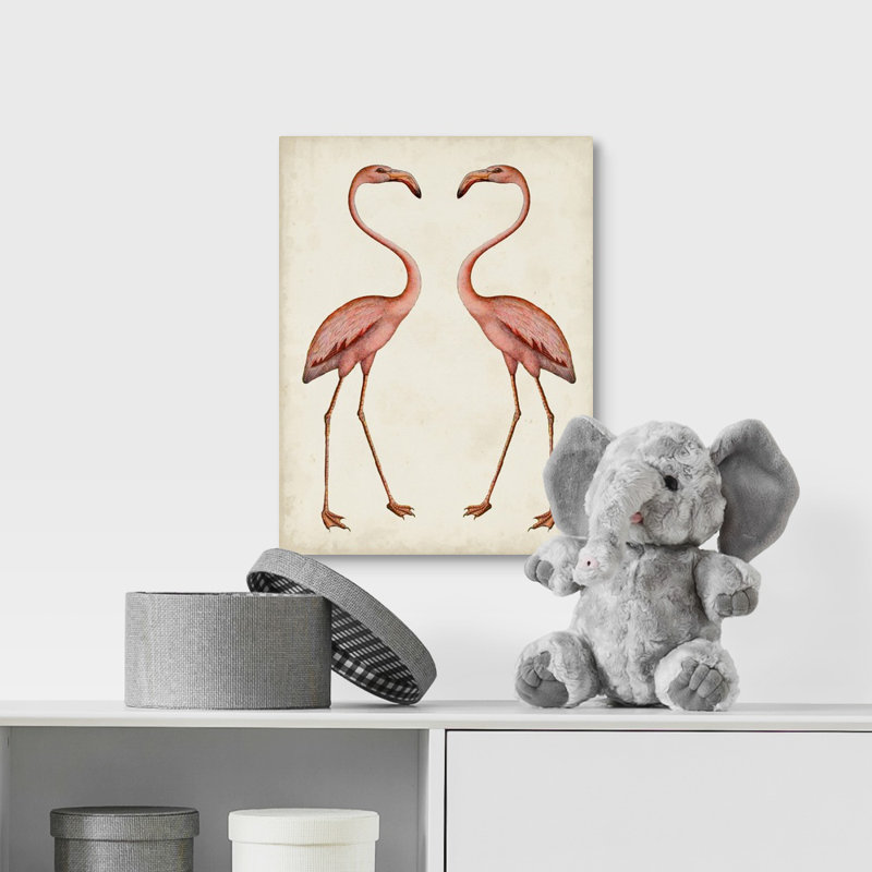 « flamant roses kids », art encadré, Toile tendue avec châssis, H 36 po x l 12 po x P 1,2 po