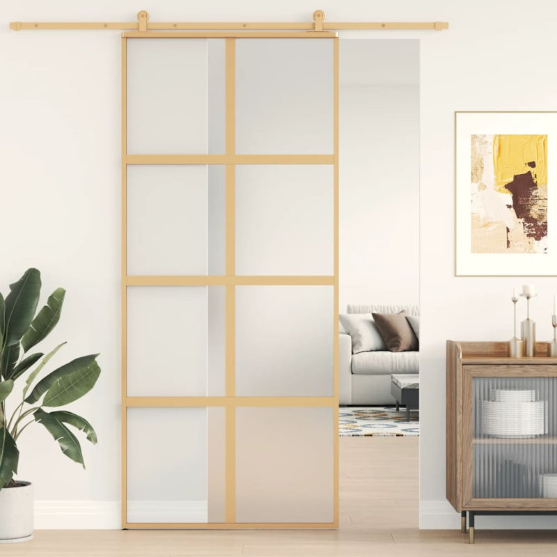 Bucknell Sliding Door, 90cm W x 205cm H, Gold/Light Gray