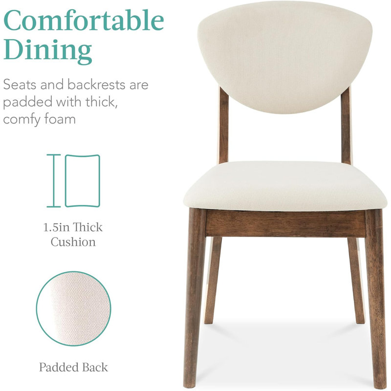 Compact Mid-Century Modern Walnut Dining Set with Cream Padded Chairs