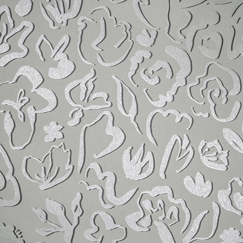 Rouleau de papier peint sel fleur métallique, Argent argent