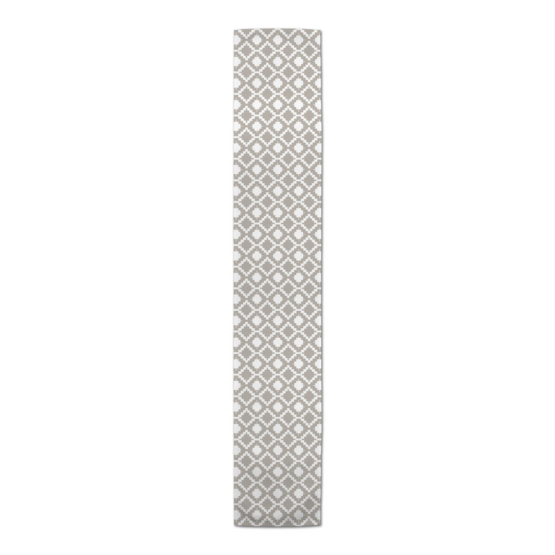 Chemin de table géométrique, Gris pâle, 16" D x 72" L