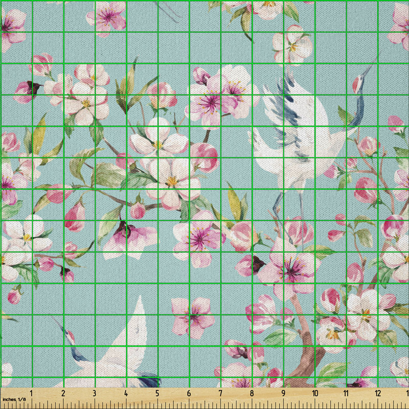 Daveya Flying Crane Birds Cherry Blossoms Multi-Purpose Fabric
