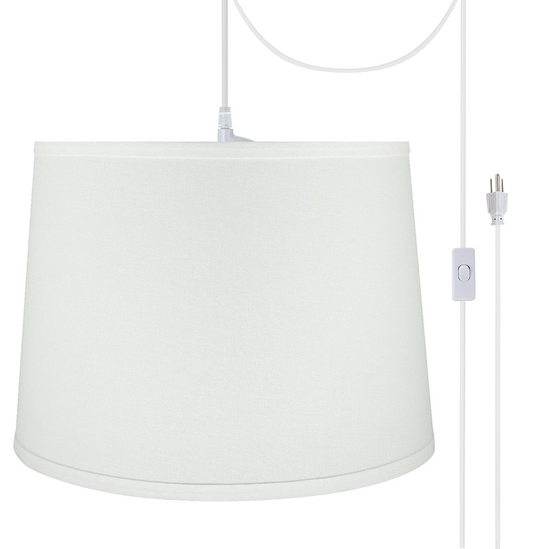 Luminaire suspendu tambour simple à 1 lumière Beale, Crème, 10 po x 14 po x 12 po