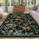 Tiger Area Rug for Living Room, Machine Washable Non-Slip Low Pile Rug, Botanical Jungle Animal Print Rug, Stain-Resistant Soft Foldable Floor Covering