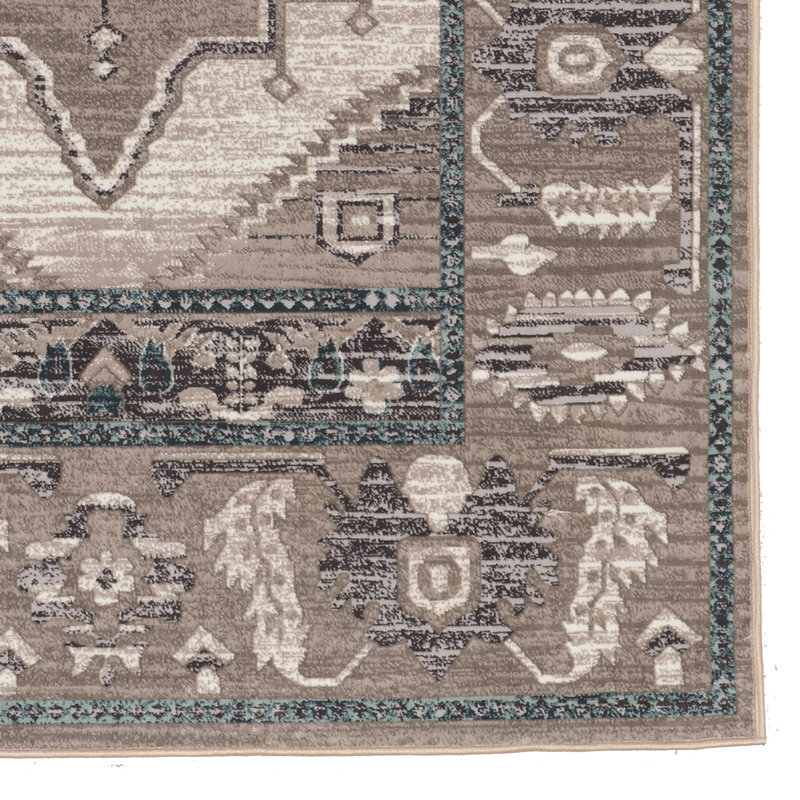 Coello Oriental Ivory and Beige Soft Low Pile Area Rug, Runner 2' x 10'
