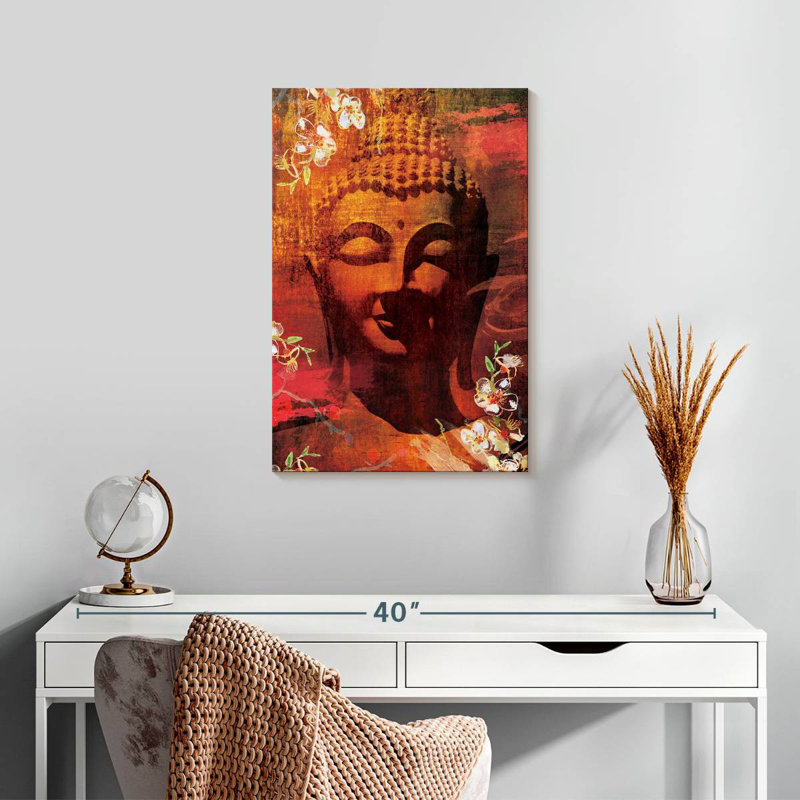 Tête de Bouddha fleurie Leisha II, H 24 po x l 16 po