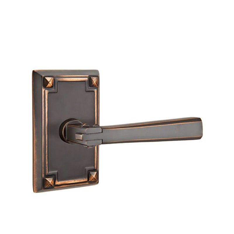 Flat Privacy (Bed & Bath) Door Lever with Rectangle Rosette, Oil Rubbed Bronze, Right