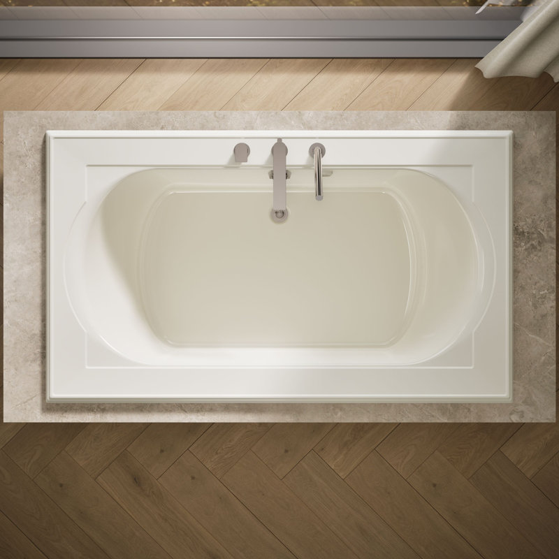 Memoirs 72-In X 42-In Heated Bubblemassage Air Bath With Centre Rear Drain, Biscuit