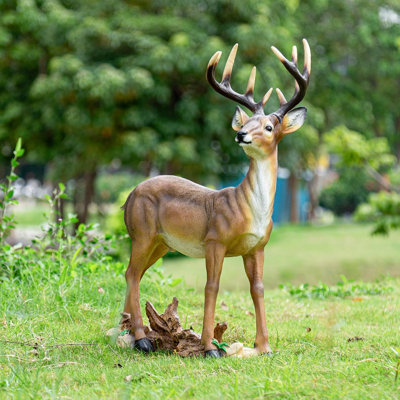 Statue de cerf Sika 26,38 pouces résistante aux intempéries et leurre de cerf - décoration de jardin extérieur pour jardin, convient aux décorations de jardin / patio / Noël, cadeau idéal pour les amateurs de jardinage féminin