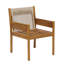 Ensemble repas en bois d'acacia moderne Mid-Century à 6 pesons Celia avec table à lattes de 71 pouces, fauteuils et coussins en corde tissée