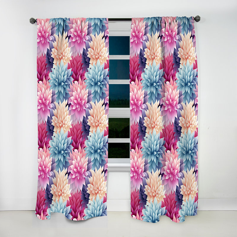 Pink And Purple Damask Geometry Blend I - Damask Curtain - Velvet Room Darkening - 1 Panel, 52" W x 84" L