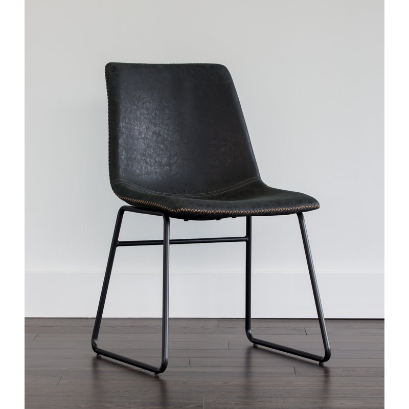 Raynham Tufted Upholstered Parsons Chair - Black, Black Faux Leather