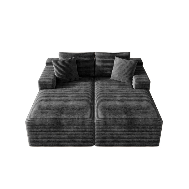 70.8*68.9"Modular Sectional Sofa Seat,Upholstered Compressed Couch For Living Room,Bedroom,Apartment,No Assembly Required,2PC Free Combination,Plush Corduroy Fabric,GREY