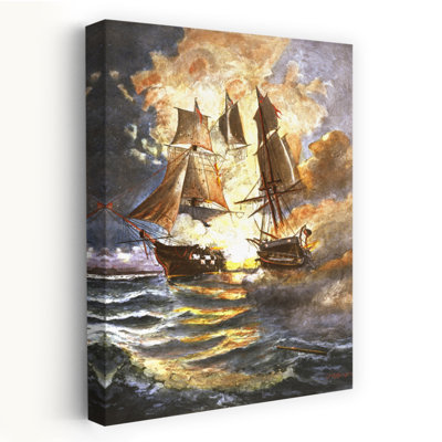 1700S 1770S 23 sept. 1779 John Paul Jones, capitaine de Bon Homme, Richard, défait Hms Serapis, art rétro rétro, art mural classique