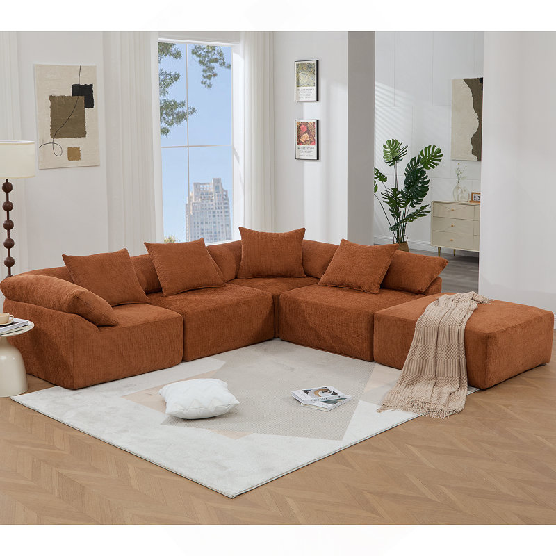 Canapé modulaire polyvalent avec plusieurs fonctions pour une vie confortable, Orange