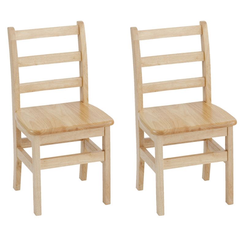 Fauteuil à échelle double ECR4Kids, siège de classe, naturel, paquet de 2, H 24,3 po x l 13,3 po x P 14 po