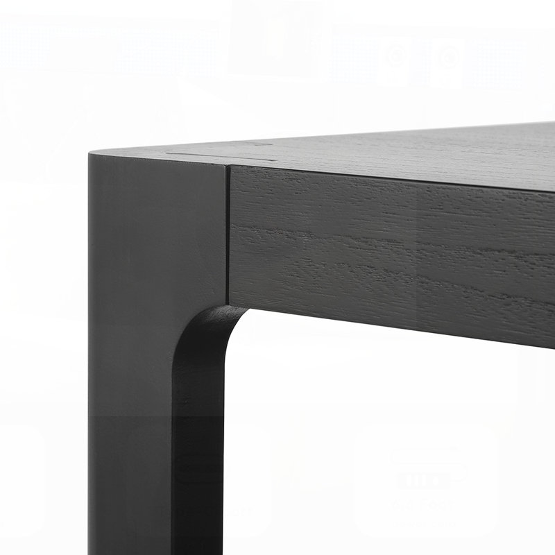 Table basse Modern Farmhouse avec profil arrondi doux, pour le salon et le salon, finition grain de bois naturel, Noir