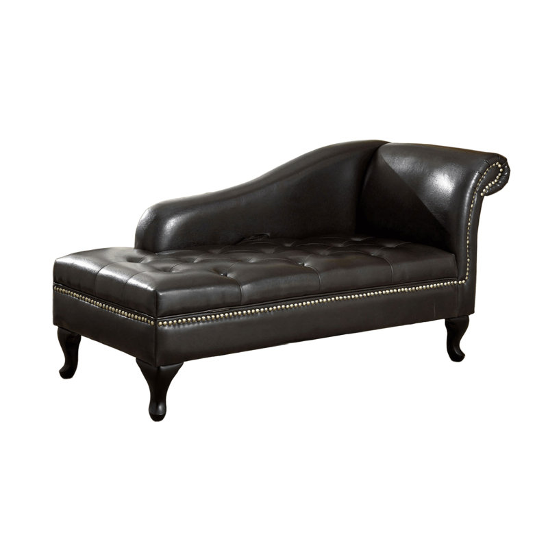 62.4" W Transitional Storage Chaise, Black