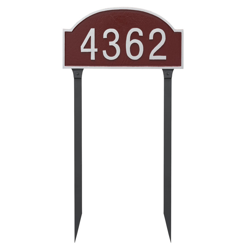 Enseigne d’adresse pour pelouse sur 1 ligne dover, Blanc / Noir, Oui