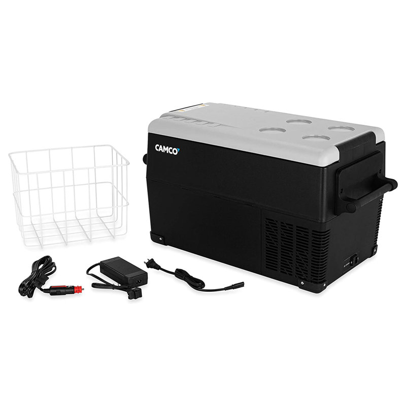 Camco 1.23 Cubic Feet Portable Freestanding Mini Fridge with Freezer