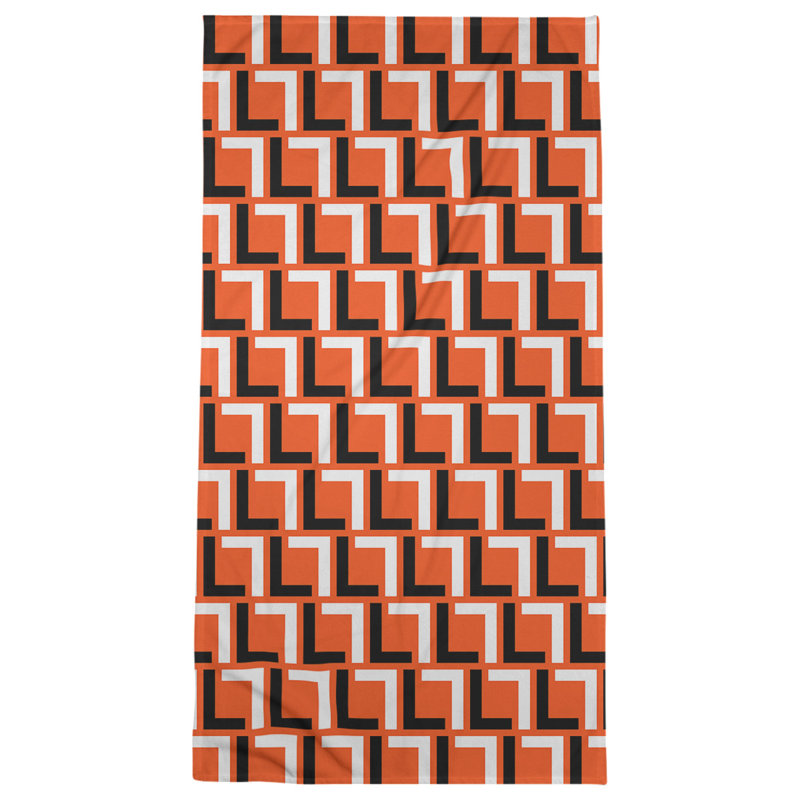 Bath Towel, Orange/Black/White
