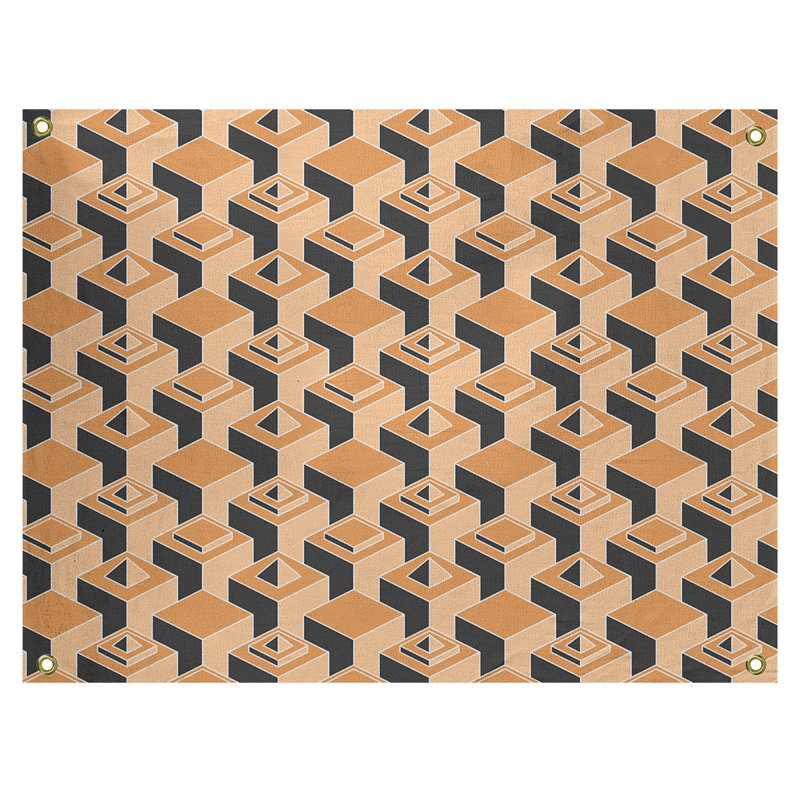 Tapisserie, H 26 po x l 36 po, Orange / Noir