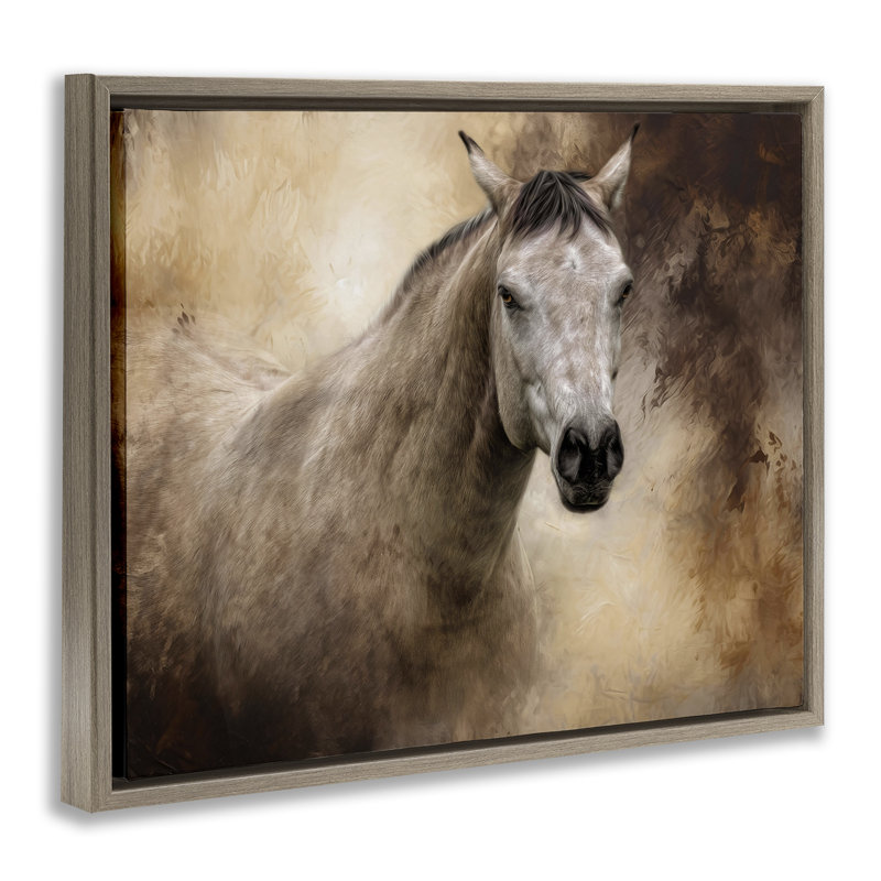 Cadre flottant à cheval Spirit, par Kelley Parker, H 25 po x l 31 po, Cadre flottant orme Montalcino
