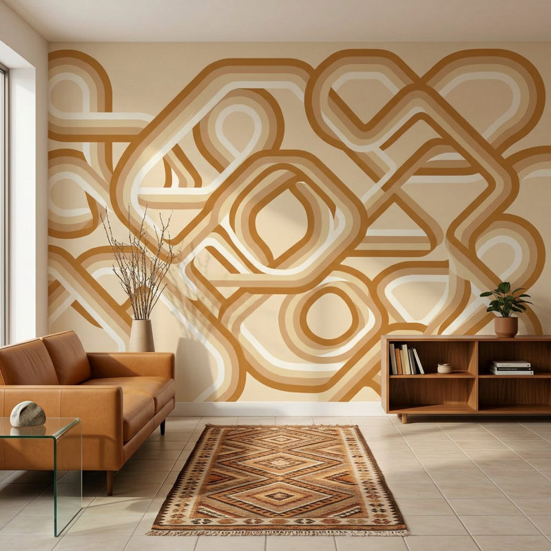 Décoration murale amovible rétro Mid-Century, 160 po x 108 po, Peler et coller