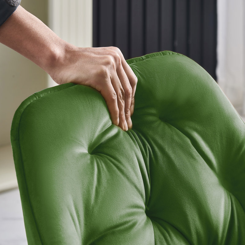 Runkle Upholstered Velvet Dining Chair with Arm, Green