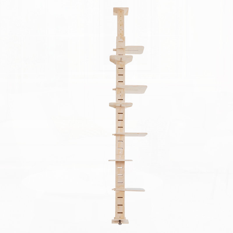 9' Adjustable Height Floor-to-Ceiling Cat Tree, Multi-Level Cat Vertical Cat Condo