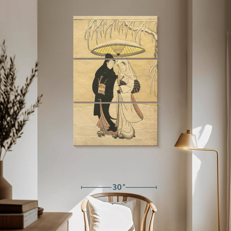 Hardie Lovers marchant dans la neige, H 65 po x l 42 po