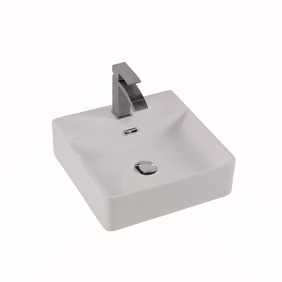 Lavabo de comptoir carré en céramique Bothwa Home (finition blanche) certifié CUPC