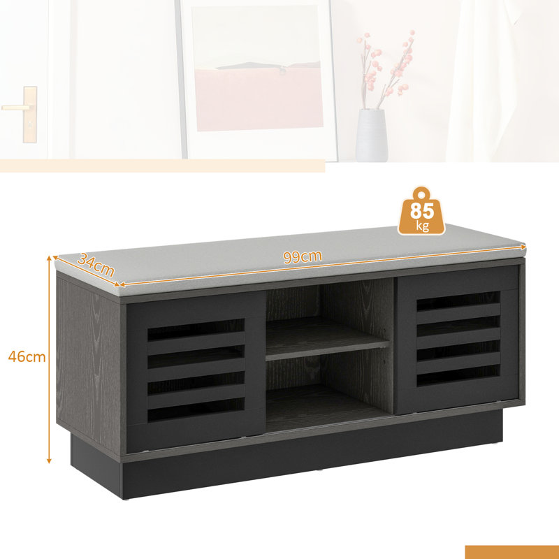 Upholstered Storage Bench, Grey