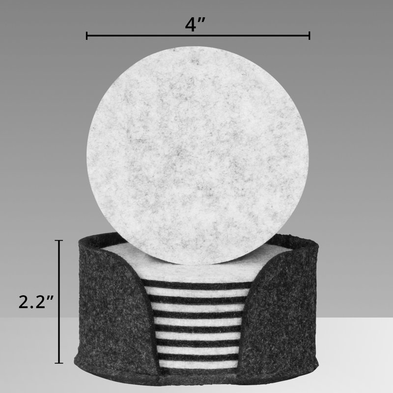 Round Felt Coasters 8pc Bulk Set with Holder