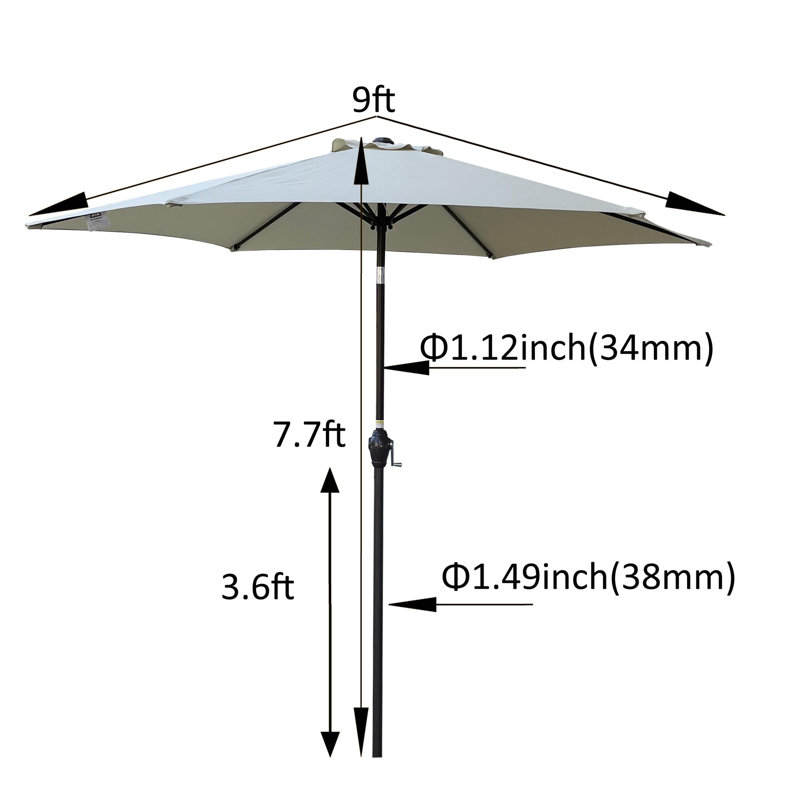 Parasol d'extérieur en métal pour patio, Rosée givrée