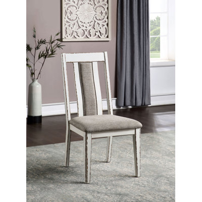 Branson Columbard Slat Back Side Chair in Weathered White And Warm Grey