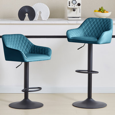 Velvet Height Adjustable Swivel Upholstered Bar Stools