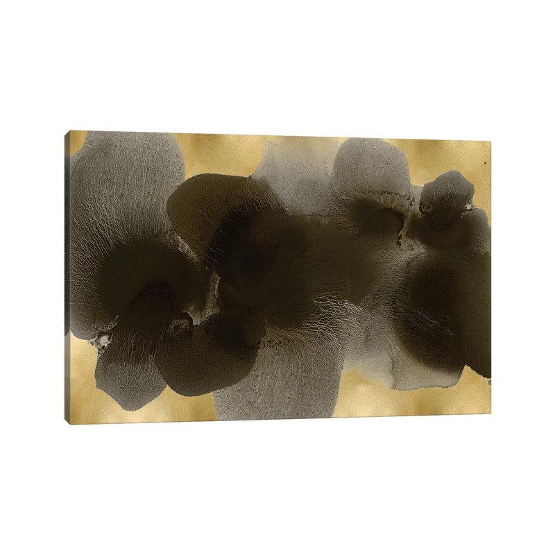Black On Gold II by Hannah Carlson - Wrapped Canvas Painting, 20.32 cm H x 30.48 cm W