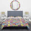 Multicolore bouquet de fleurs - ensemble de housse de couette floral - microfibre de polyester-1033670344
