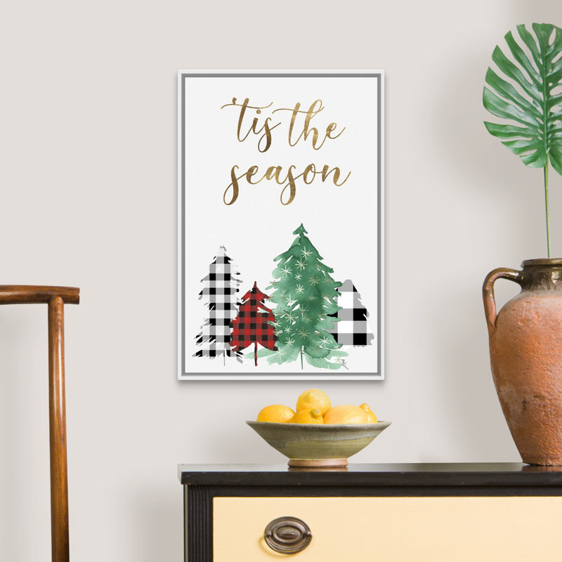Christmas Time - reproduction d'art textuel sur toile, H 26 po x l 18 po x P 1,75 po, Cadre blanc