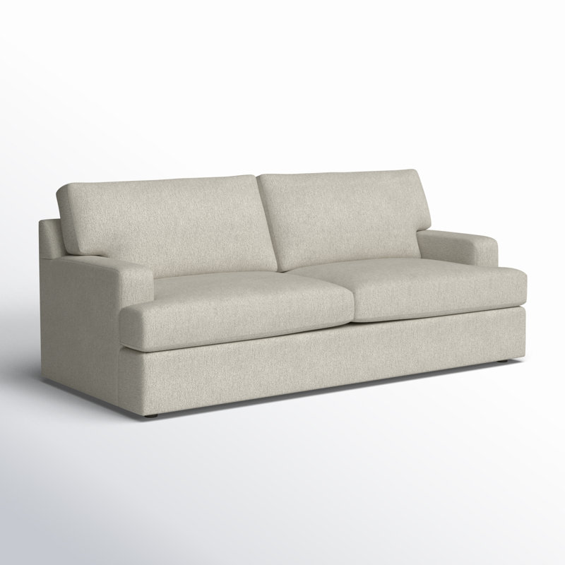 Cleo 84" Upholstered Custom Sleeper Sofa, Ticket Ash Heathered Basketweave
