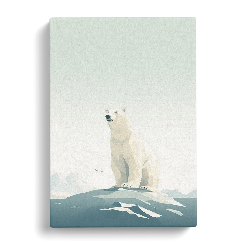 Polar Bear Minimalism - Wrapped Canvas, 60cm H x 40cm W x 3cm D