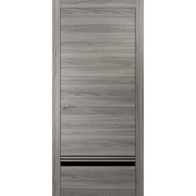 Porte intérieure moderne pleine avec poignée Planum 0012 Frêne gingembre, panneau simple, cadre et finitions réguliers, pour salle de bain ou chambre, portes robustes - 91,4 cm x 203,2 cm